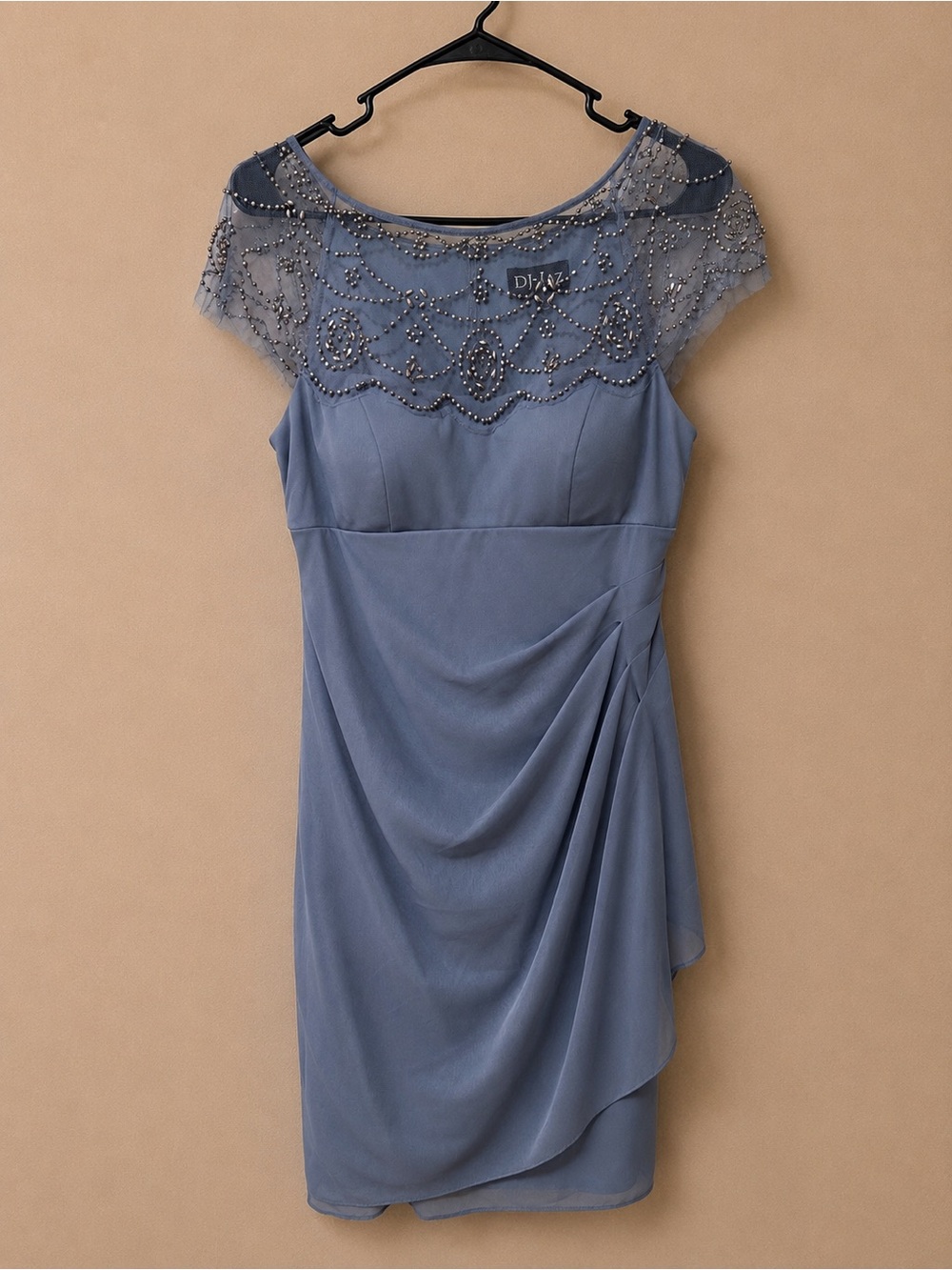 Diane Blue Beaded Yoke Midi Dress